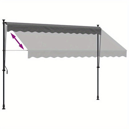300x150cm Extendable Awning - Durable Plastic Frame, Removable Fabric, Beige/Black/Gray Options, Weather-Resistant for Patio, Balcony, Garden Shade