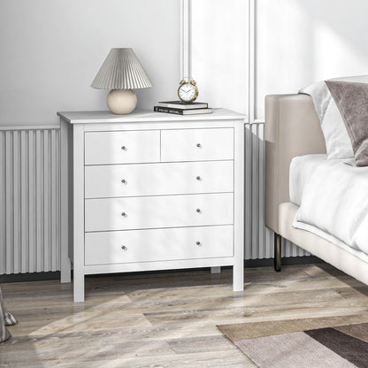 Ladekast – Ladenkast – Kommode – Dressoir – Opbergkast – 5 Lades – MDF & Spaanplaat – Wit – Geruisloze Metalen Glijders – Anti-Kantelbescherming – 79x39,5x80,5 cm
