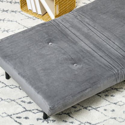Slaapstoel – Slaapbank – Slaapfauteuil – Vouwbed – Zetelbed – Verstelbare Rugleuning – Luxe Grijze Velvet Bekleding – Draagvermogen 125 kg