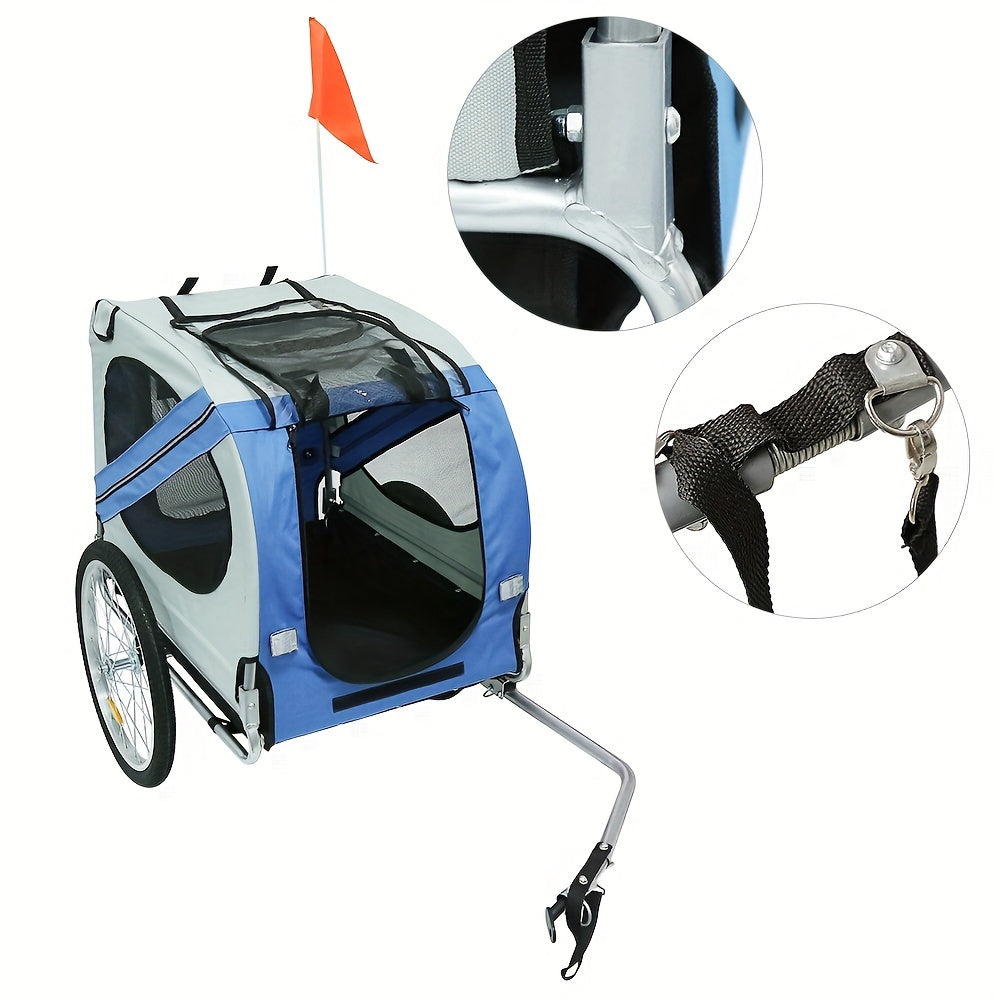 Hondenwagen – Hondenbuggy – Huisdierenwagen – Wandelwagen – Fietskar – Opvouwbaar – Stalen Frame Met Oxford Stof – Max. Draaggewicht 40 kg – Blauw/Groen/Oranje/Zwart