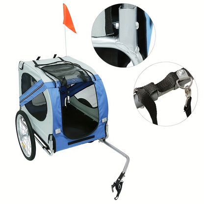 Hondenwagen – Hondenbuggy – Huisdierenwagen – Wandelwagen – Fietskar – Opvouwbaar – Stalen Frame Met Oxford Stof – Max. Draaggewicht 40 kg – Blauw/Groen/Oranje/Zwart