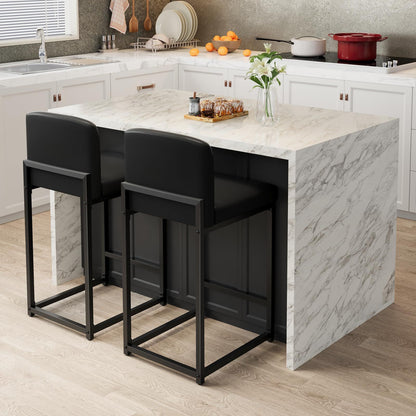 Counter Height Bar Stool | Upholstery Supportive Backrest, Sturdy Metal Legs, Ideal for Island, Dining Room, Living Room, Apartment