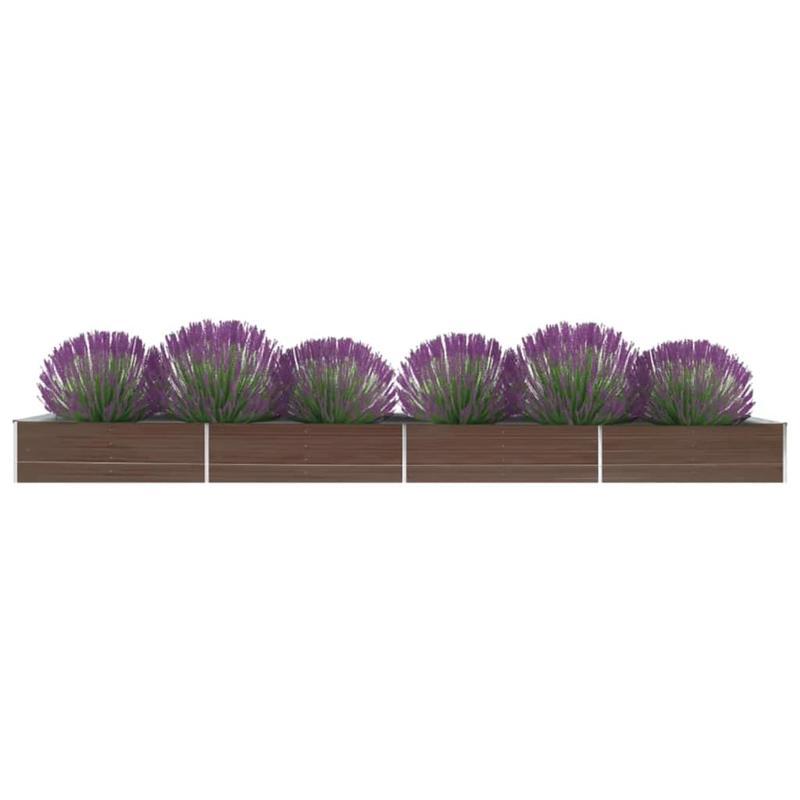 Easy to assemble modern minimalist Garden raised bed Galvanized steel 600x80x45cm Brown quality flower box kit