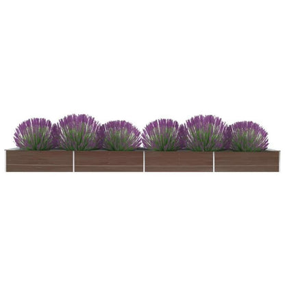 Easy to assemble modern minimalist Garden raised bed Galvanized steel 600x80x45cm Brown quality flower box kit