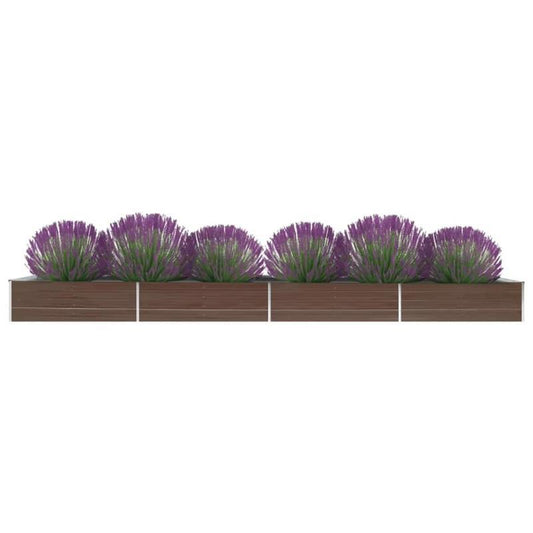 Easy to assemble modern minimalist Garden raised bed Galvanized steel 600x80x45cm Brown quality flower box kit