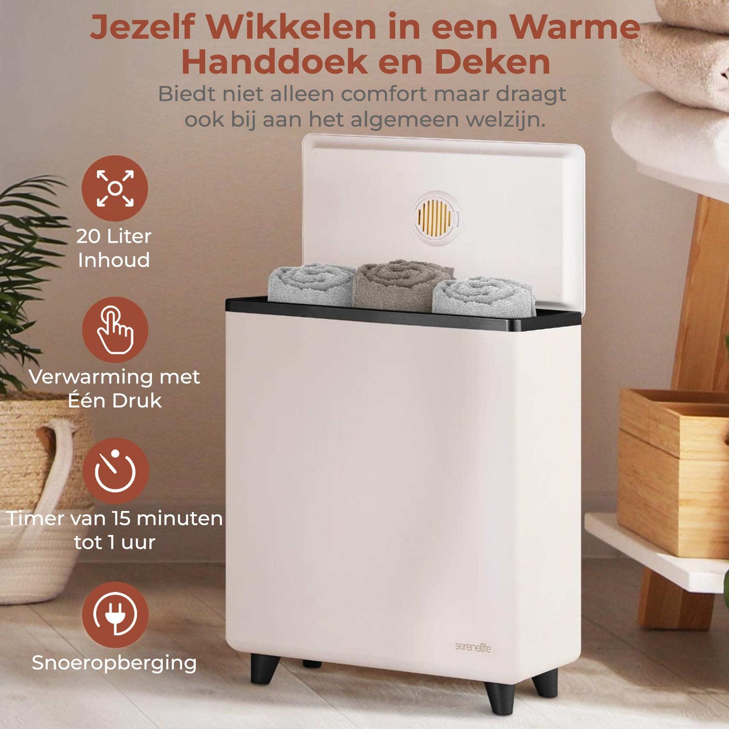 Handdoekverwarmer – Handdoekwarmer – Towel Warmer – Handdoek Stomer – Towel Heater – 20 Liter Capaciteit – Automatische Uitschakeling – Zwart
