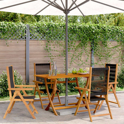 Tuinstoelen – Buitenzitmeubels – Tuinmeubilair – Terrasstoelen – Balkonstoelen – Zwart – Massief Acaciahout – Verstelbaar – Inklapbaar
