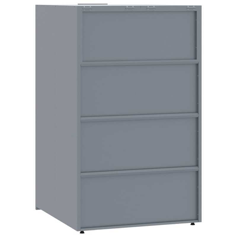 Containersdeksel – Vuilnisbakafdekking – Afvalbakhoes – Containerkap – Afvalcontainer Deksel – Stevig Stalen Frame – 4 Containers Met Wielen – Grijs – 276x79x117 cm