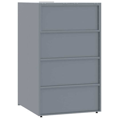 Containersdeksel – Vuilnisbakafdekking – Afvalbakhoes – Containerkap – Afvalcontainer Deksel – Stevig Stalen Frame – 4 Containers Met Wielen – Grijs – 276x79x117 cm