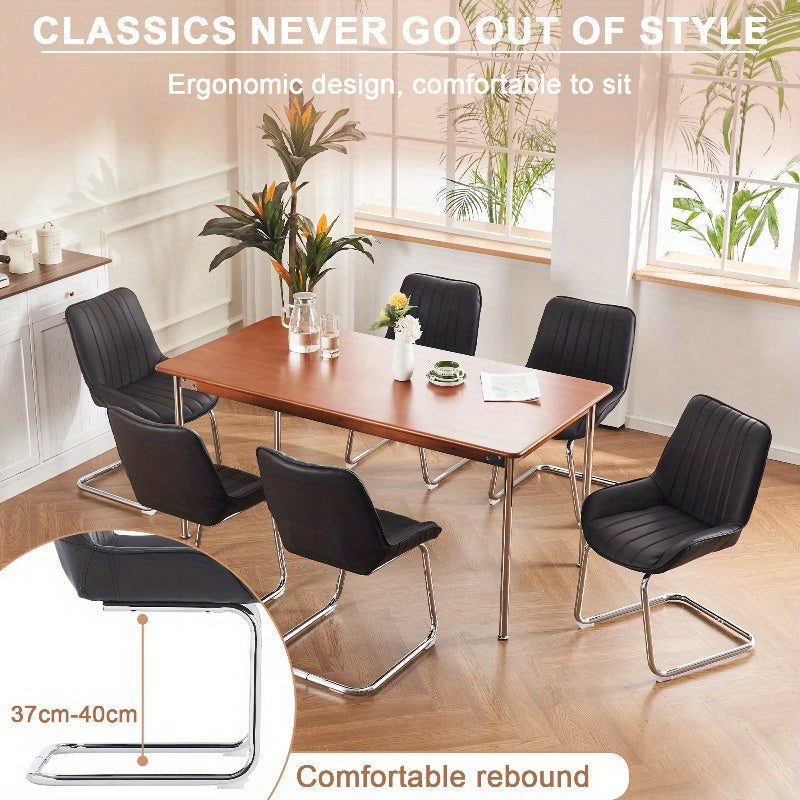 Eetkamerstoel – Stoel – Draaistoel – Armstoel – Zithoekstoel – 2-pack Rode Kunstleren Stoelen – Zachte Veerbekleding – Metalen Stevig Frame