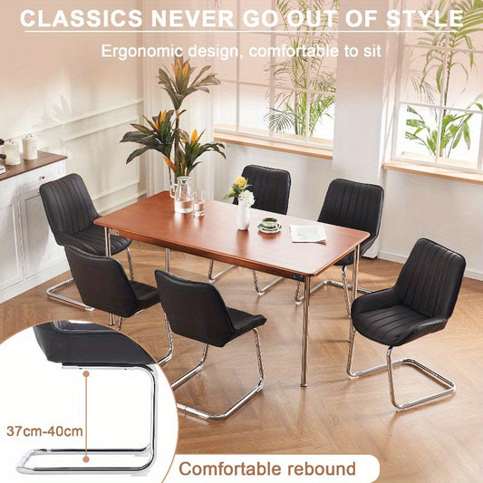 Eetkamerstoel – Stoel – Draaistoel – Armstoel – Zithoekstoel – 2-pack Rode Kunstleren Stoelen – Zachte Veerbekleding – Metalen Stevig Frame