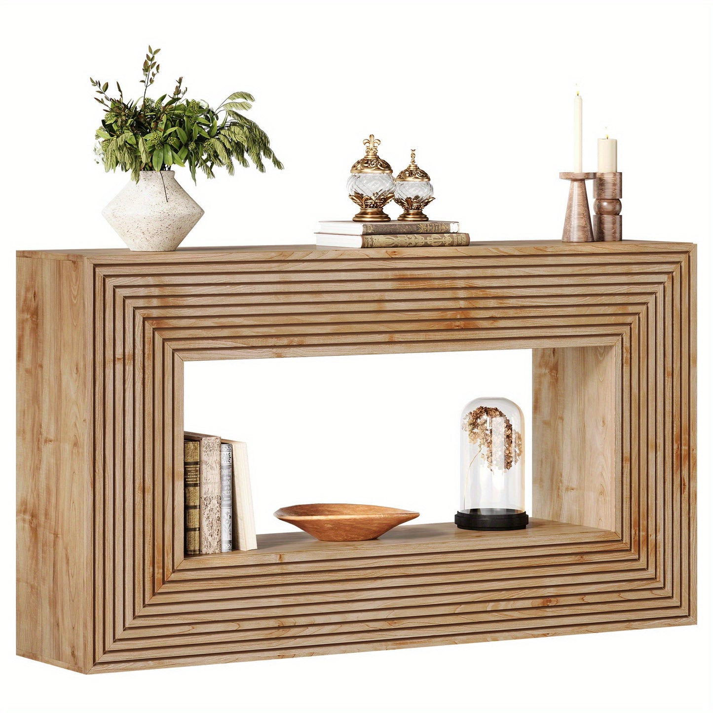 Sidetable – Consoletafel – Wandtafel – Haltafel – Bijzettafel – Rustiek Houten Design – 150 cm Breed – Opbergruimte Met Open Plank