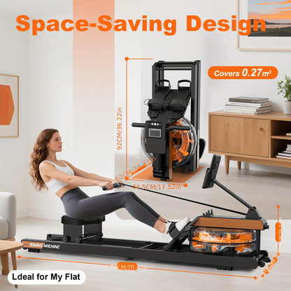 Roeimachine voor Thuis – Waterroeimachine – Vouwbare Roeitrainer – Fitnessapparaat – Roeimachine Water – Voorzien van Verstelbare Tablet Houder – Draagvermogen 160 kg