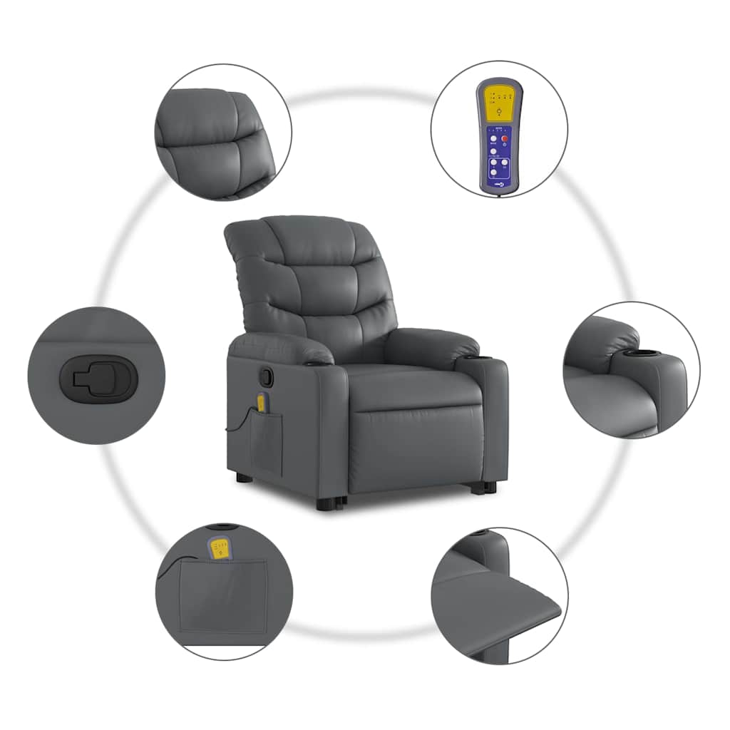 Sta-op stoel – Elektrische Relaxstoel – Verstelbare Fauteuil – Massagezetel – Comfortabele Stoel – Kunstleer Bekleding – Vibratiefunctie & 135° Verstelbare Rugleuning