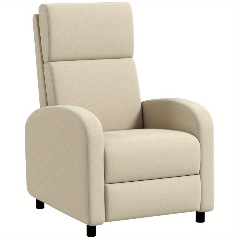 Fauteuil – Loungestoel – Leunstoel – Relaxstoel – Zitstoel – Verstelbare Kantelfunctie – Linnen Look Bekleding – Inclusief Voetensteun – Max. Belastbaar 120 kg – Crèmekleur – Comfortabel & Stijlvol