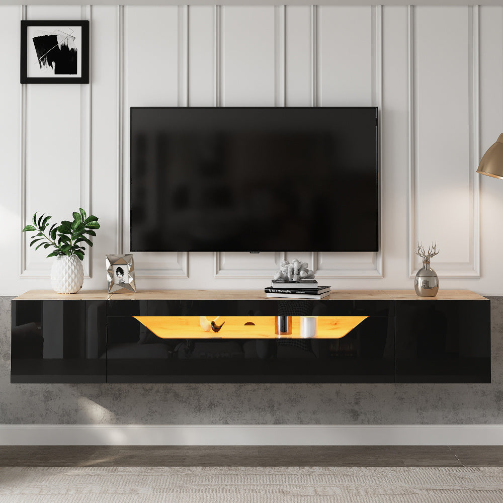 TV-Stand – TV-Meubel – Media Console – Entertainment Unit – TV-Kast – Mat Zwart – Geschikt voor TV’s tot 75 Inch – Extra Lang 180 cm