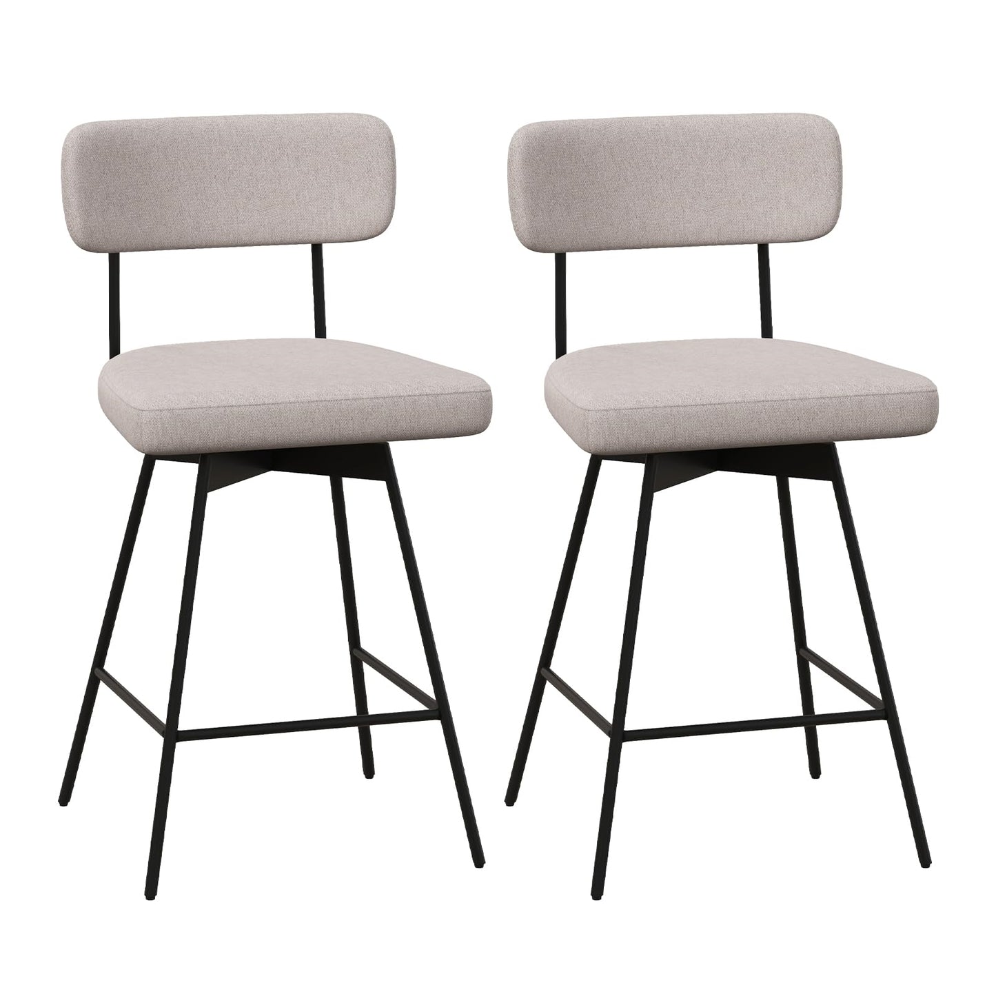 Barstoel – Barkruk – Keukenstoel – Barstoel Set – Barstoelen – Draaibaar 360° – Linnen Bekleding – Zithoogte 63,5 cm
