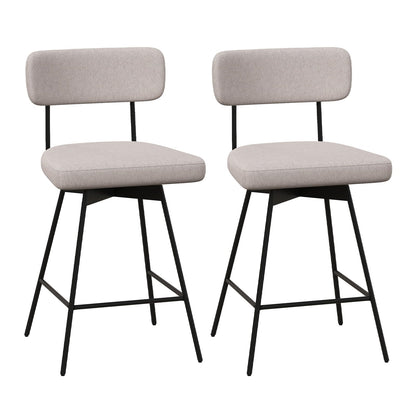 Barstoel – Barkruk – Keukenstoel – Barstoel Set – Barstoelen – Draaibaar 360° – Linnen Bekleding – Zithoogte 63,5 cm