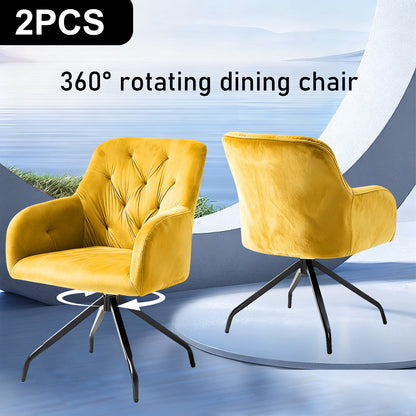 Eetkamerstoelen – Stoelen – Kuipstoelen – Armstoelen – Designstoelen – Fluwelen Bekleding – Metalen Poten – Set van 2 – Mid Century Modern – Comfortabel & Stijlvol