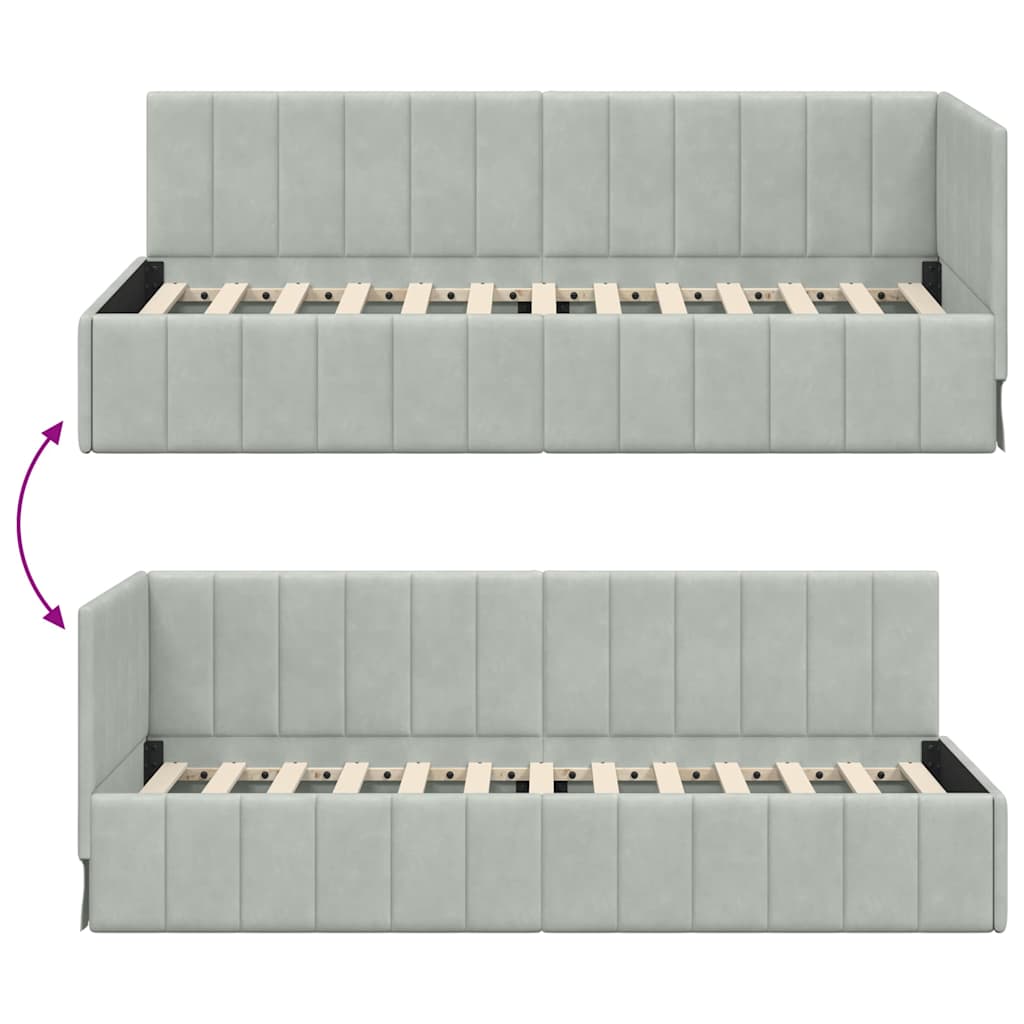 Bedframe – Bed – Eenpersoonsbed – Slaapbank – Kinderbed – Blauw Velvet Hoofdbord – Stevig Plaatmateriaal – Lattenbodem 80x200 cm