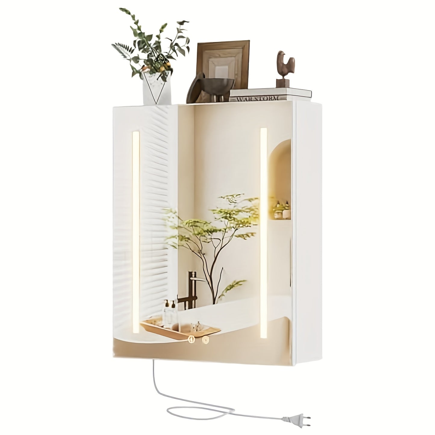 Spiegelkast Badkamer – Badkamerkast Met Spiegel – Anti Condens Kast – Wandkast Met Verstelbare Legplanken – Wit – LED Verlichting Met Instelbare Kleurtemperatuur – Anti-Fog Verwarming
