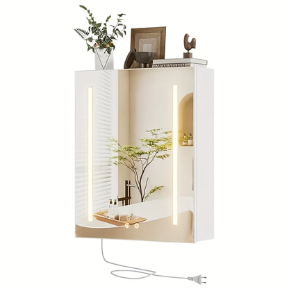 Spiegelkast Badkamer – Badkamerkast Met Spiegel – Anti Condens Kast – Wandkast Met Verstelbare Legplanken – Wit – LED Verlichting Met Instelbare Kleurtemperatuur – Anti-Fog Verwarming