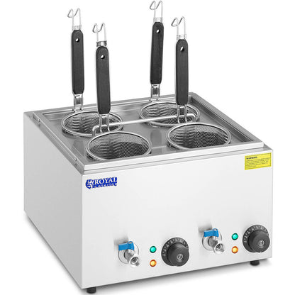 Pastakoker – Pastapan – Macaroni Koker – Elektrische Pastakoker – 4 Mandjes – 2 x 6,5 Liter – 3000 Watt Vermogen – RVS Materiaal