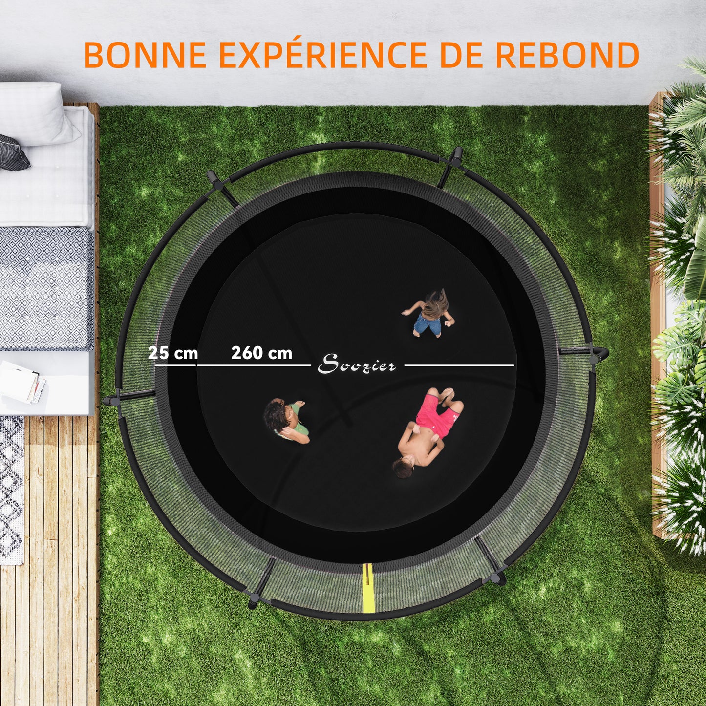 Tuintrampoline – Springkussen – Outdoor Trampoline – Speeltoestel – Veiligheidstrampoline – Ø 305 cm – Veiligheidsnet – 54 Stalen Veren – U-vormige Stalen Poten