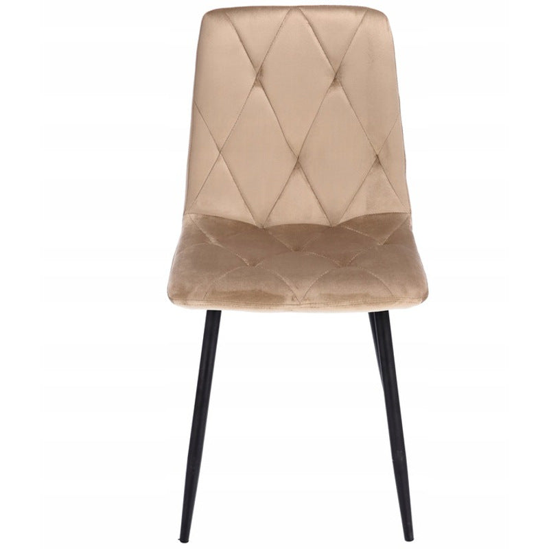 Eetkamerstoelen – Gestoffeerd – Stoelen Set – Velours Stoel – Moderne Armstoel – Zacht Velours – Diamond Stiksels – Zwart Metalen Poten – Max 130 kg Draagvermogen