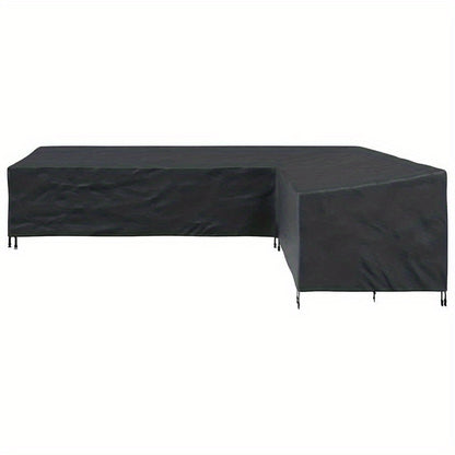 Tuinmeubelhoes – Loungedeksel – Buitenmeubelhoes – Patiohoes – Hoekbankhoes – Extra Groot 355x275x80 cm – Waterdicht 420D Oxford Polyester – UV-Bestendig Met Versterkte Naden – Zwart
