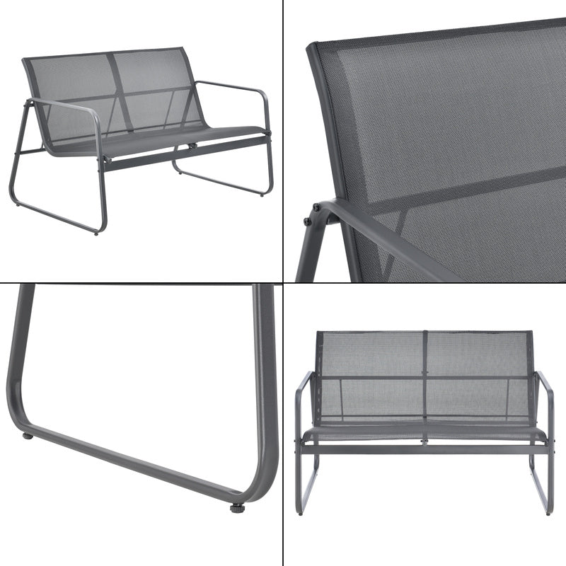 Tuinset – Tuinmeubelen – Loungeset – Balkonset – Bistroset – Gepoedercoat Stalen Frame – Glas Tafelblad