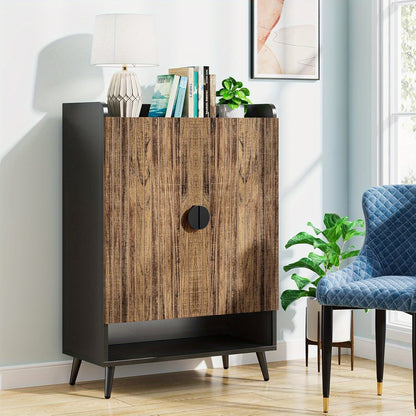 Schoenenkast Met Deuren – Schoenenrek – Schoenopberger – Schoenentrek – Schoenenschuif – 7-Lagen Met Verstelbare Planken – Rustiek Bruin Hout