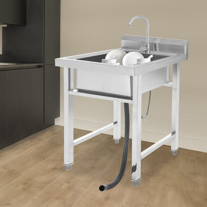 Keukenspoelbak – Spoelbak Keuken – Wasbak Keuken – Gootsteen – Enkele Spoelbak – Roestvrij Staal – 45x41x23 cm – Verstelbare Pootjes & Snelle Afvoer