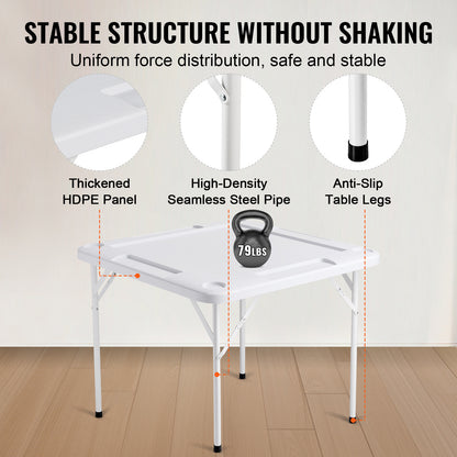 Vouwtafel – Speltafel – Kaarttafel – Mahjongtafel – Opvouwbare Tafel – 4 Bekerhouders – Duurzaam HDPE Blad