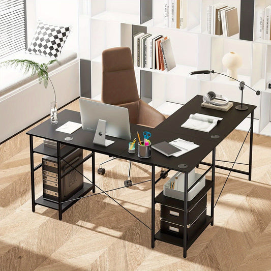 L-vormig bureau – Hoekbureau – Computerbureau – Thuiswerkplek bureau – Gaming bureau – Zwart metalen frame – 151x151 cm werkoppervlak