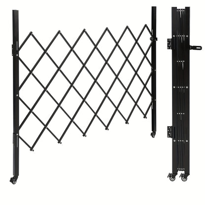 Inklapbare Veiligheidsbarrière – Kinderbeveiliging – Huisdierafscheiding – Traphek – Uitbreidbaar Hek – 155x180 cm – Koolstofstaal – 360° Zwenkwieltjes