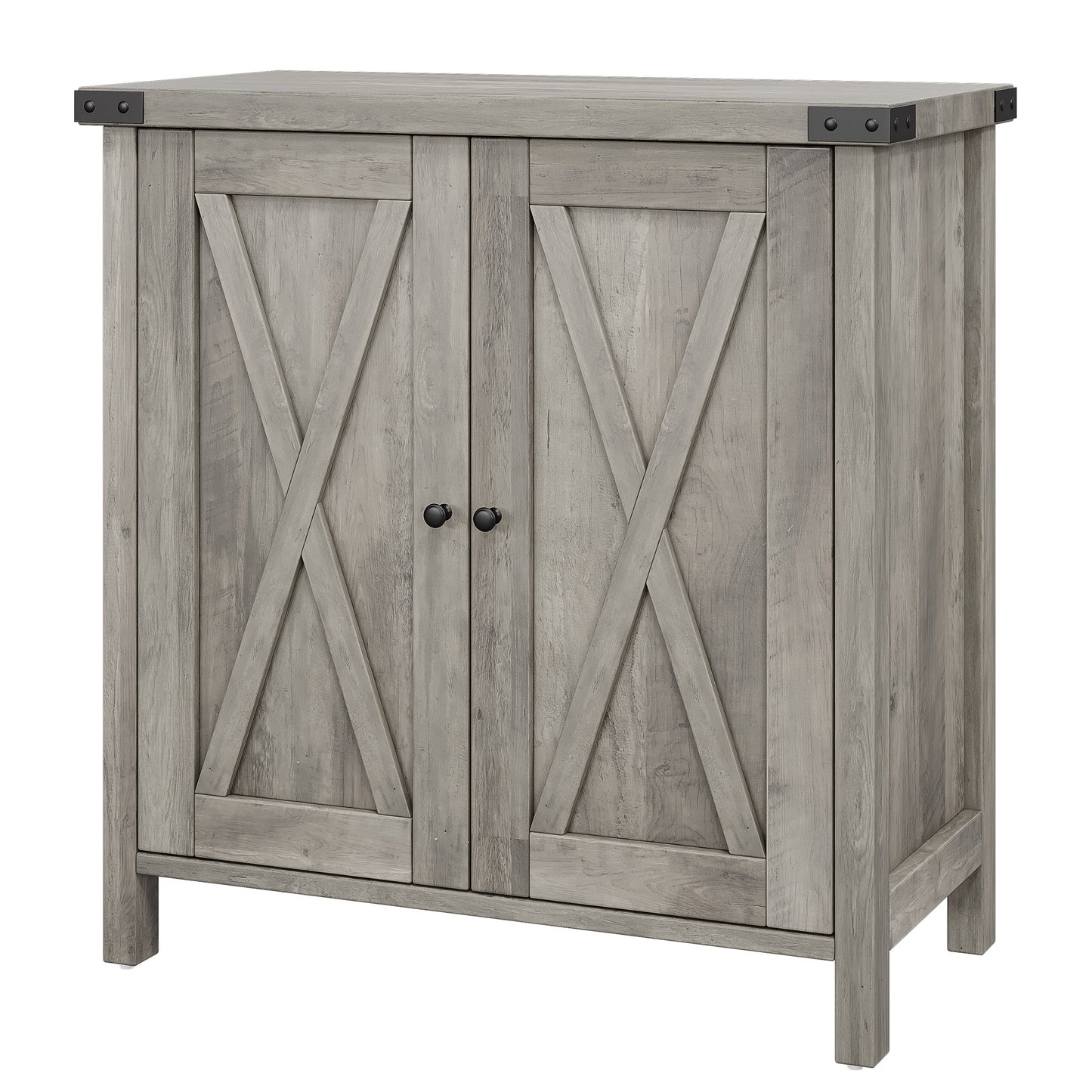 Buffetkast – Buffetkastje – Dressoir – Opbergkast – Kastje – Grijs – Massief Hout & Metaal – Verstelbare Plank – Vrijstaand – Industrieel Vintage Design