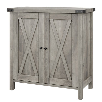 Buffetkast – Buffetkastje – Dressoir – Opbergkast – Kastje – Grijs – Massief Hout & Metaal – Verstelbare Plank – Vrijstaand – Industrieel Vintage Design