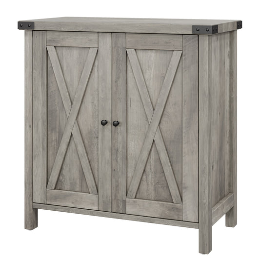 Buffetkast – Buffetkastje – Dressoir – Opbergkast – Kastje – Grijs – Massief Hout & Metaal – Verstelbare Plank – Vrijstaand – Industrieel Vintage Design