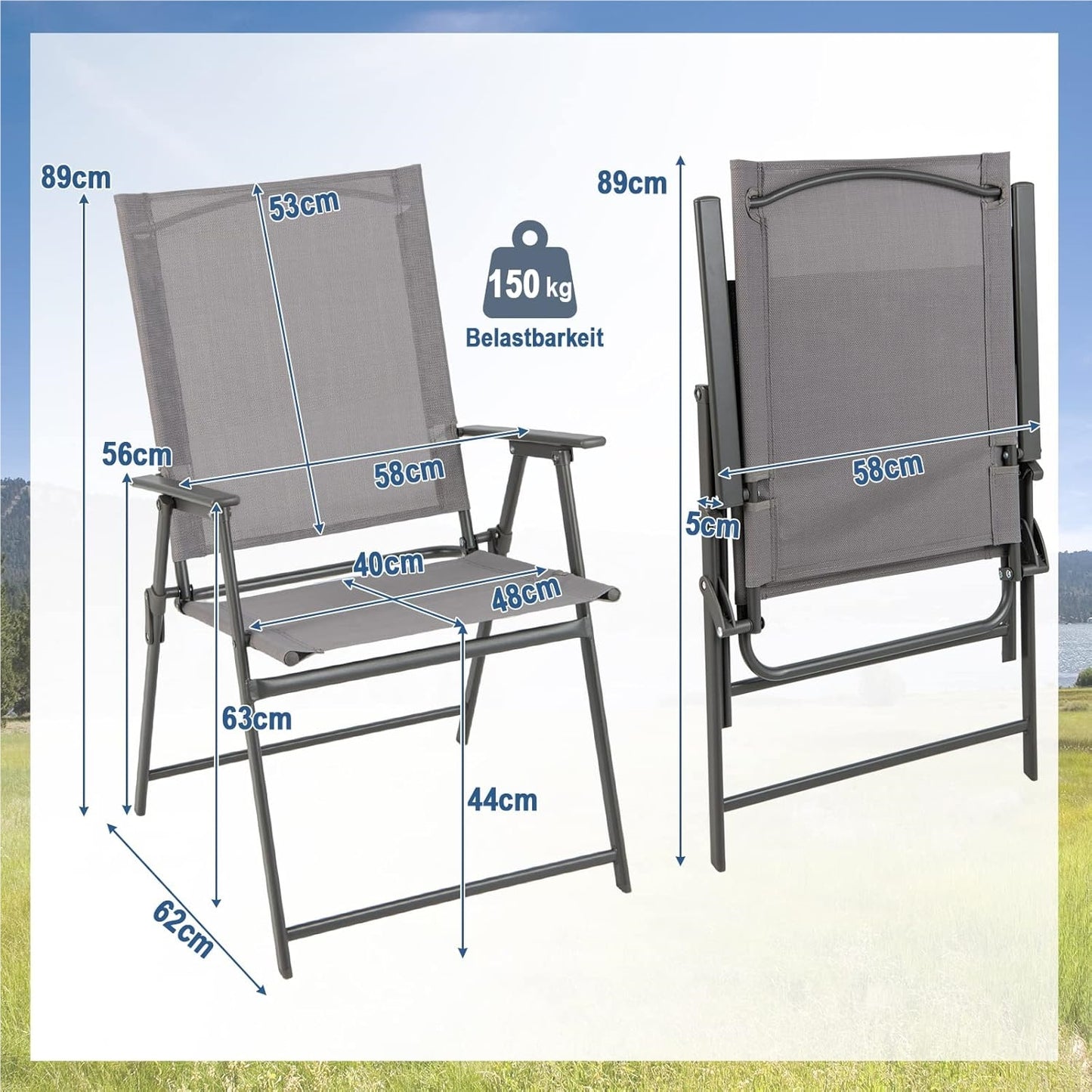 Tuinstoelen – Klapstoelen – Balkonstoelen – Terrasstoelen – Tuinmeubilair – Weerbestendig – Inklapbaar met Armleuningen