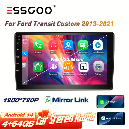 9 Inch Android 14 Autosysteem – Multimediaspeler – Autoradio – Navigatiesysteem – Touchscreen – 4G Verbinding – 64GB Opslag – Voor Ford Transit 2013-2021