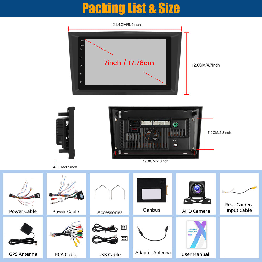 Auto-entertainmentsysteem – Car Stereo – Multimedia Speler – Autoradio – MP5 Speler – 7 Inch HD Touchscreen – Ingebouwde GPS Navigatie en Bluetooth