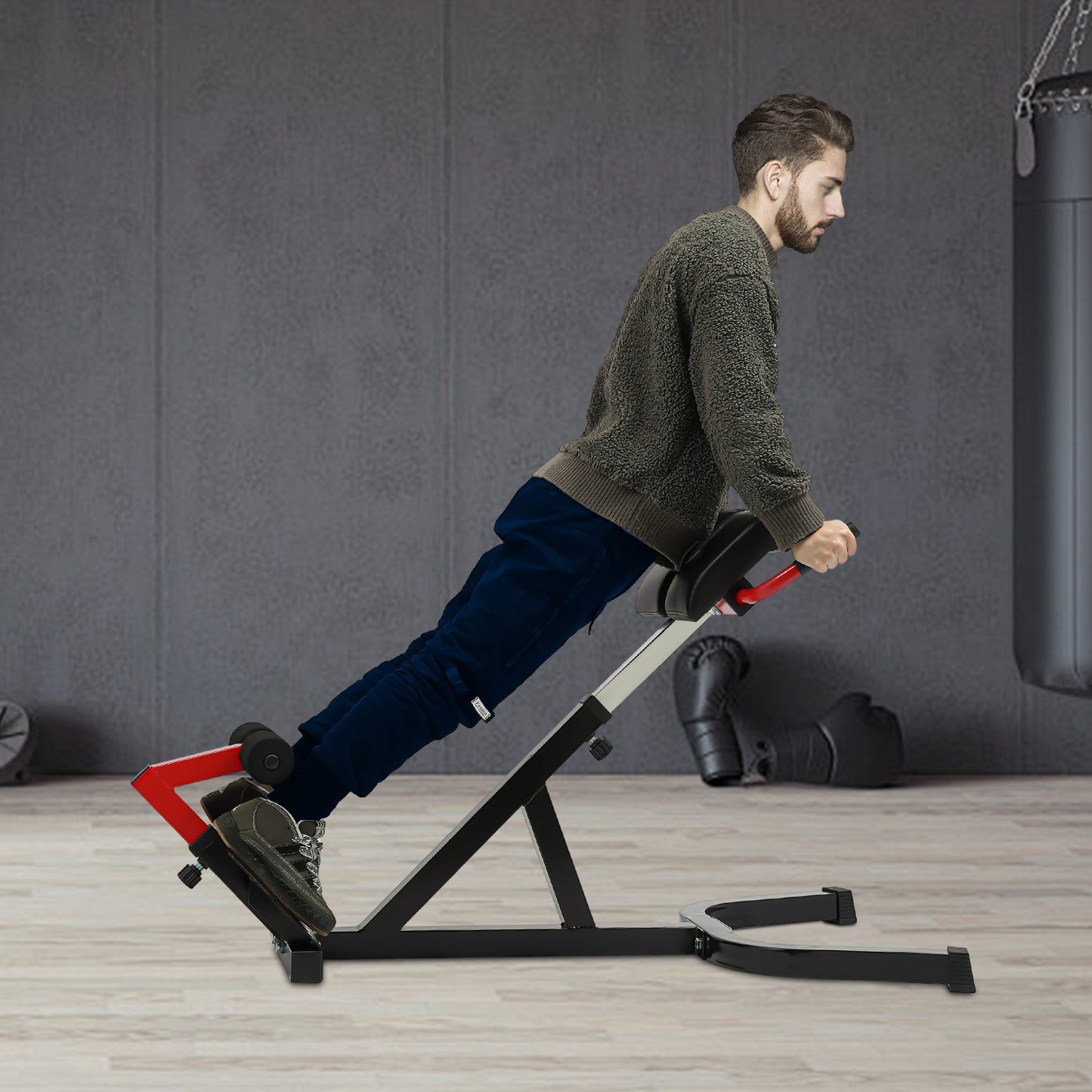 OUKANING Multi-Functional Weight Bench, Roman Chair Workout Bench, Sit Up Bench Ab, Back, and Core Strength Exercise Fitness Hyperextension Weight Bench Back Extension Bench for Multi-Functional Full Body Workout