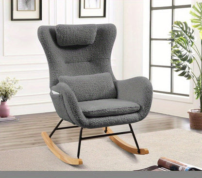 Schommelstoel – Chaise Confortable – Fauteuil – Relaxstoel – Schommelstoel Babykamer – Ergonomische Hoge Rugleuning – Extra Brede Zitting Met Zachte Sponsvulling