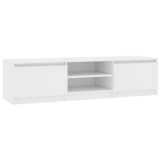 Tv Meubel – TV Meubelkast – TV Stand – TV Dressoir – TV Console – Modern Design – Wit Gefingeerd Hout – 140x40x35,5 cm – Veel Opbergruimte