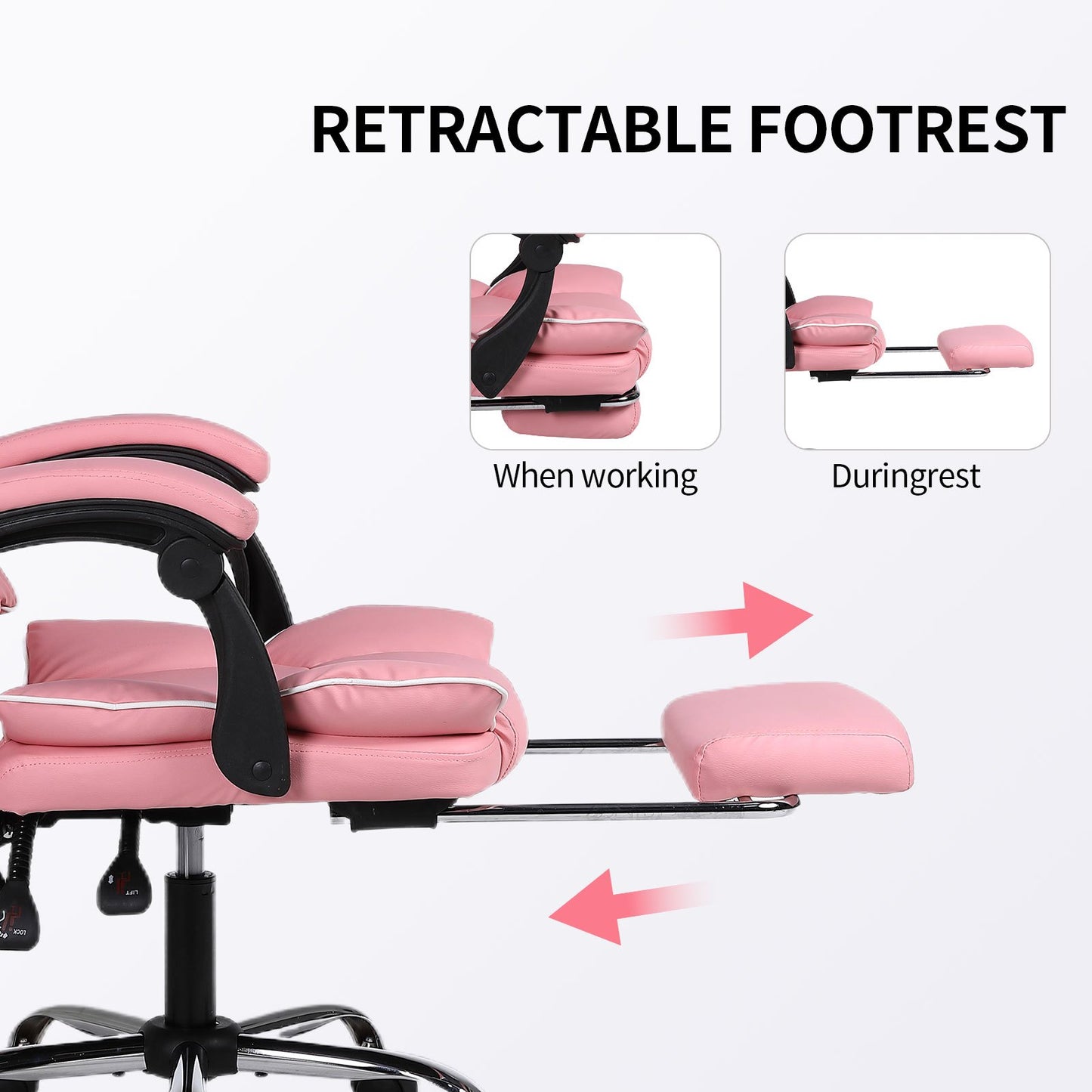 Gamingstoel – Gamestoel – Gaming Chair – Game Stoel – Bureaustoel – Ergonomisch – Verstelbare Hoogte – PU Leer – Zachte Schuimvulling – Stevige Rugsteun – Paars-Wit – 5-Wielbasis – Geschikt Voor Volwassenen En Tieners