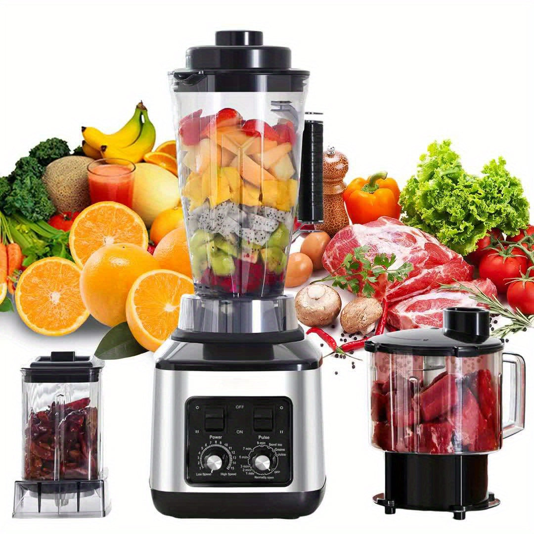 3-in-1 Elektrische Blender – Multifunctionele Mixer – Sapcentrifuge – Smoothiemaker – Keukenmachine – 9500W Krachtige Motor – 3L, 1,5L en 0,5L Containers