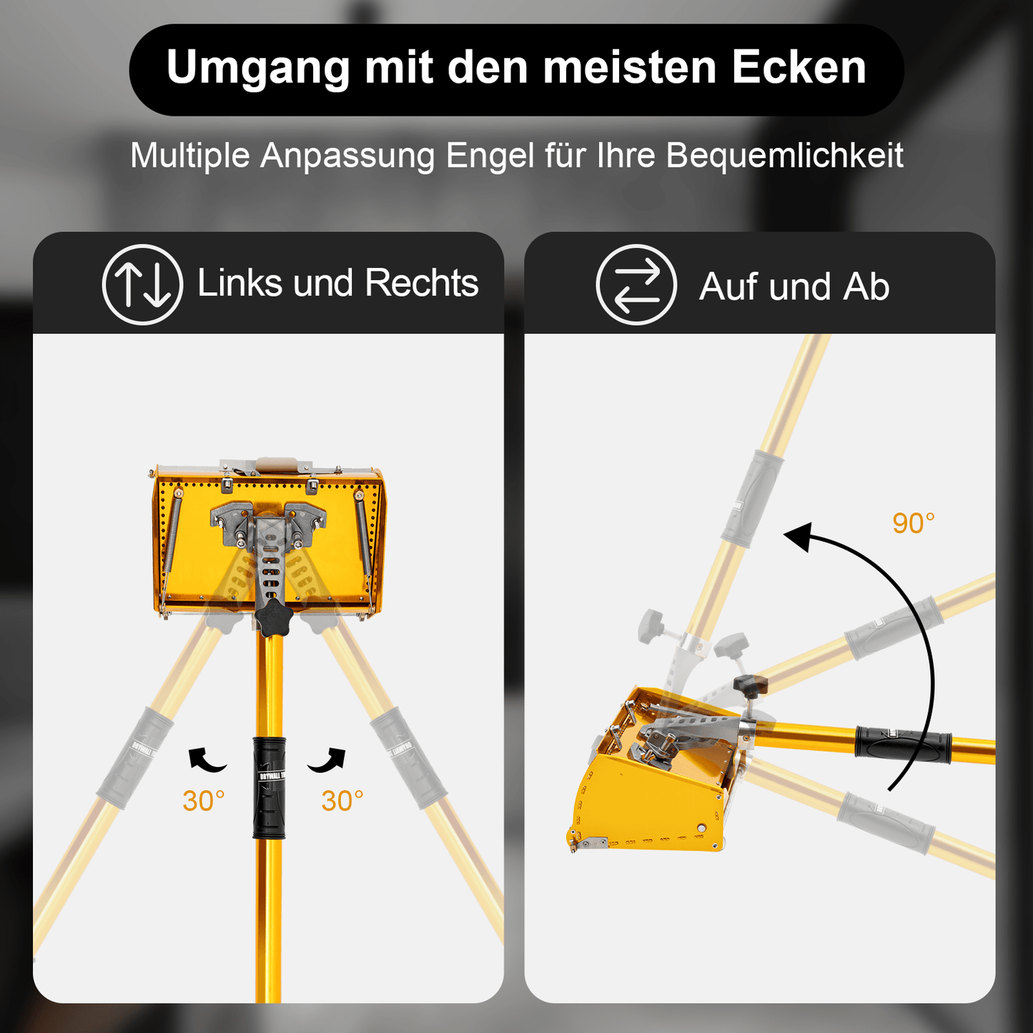 Afwerkdoos voor Gipsplaten – Pleisterbak – Plamuurdoos – Afwerkbak – Egaliseerdoos – Gele Afwerkdoos – Grote Inhoud – Veerdrukplaat Voor Strakke Afwerking