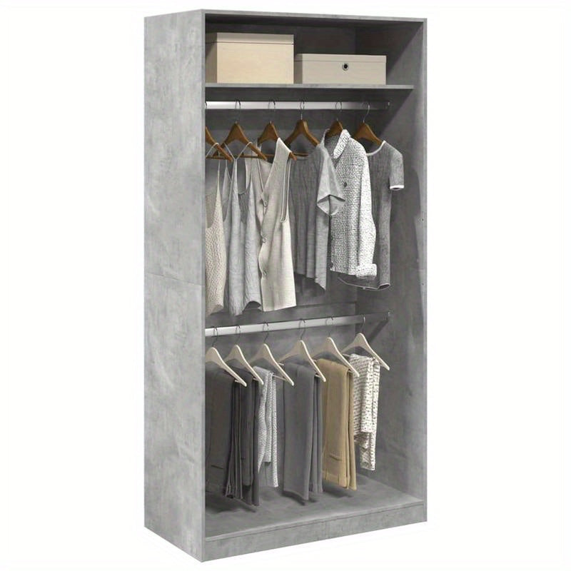 Kast – Opbergkast – Garderobekast – Kledingkast – Binnendeurkast – Betongrijs – Behandeld Hout – Weerbestendig – Compact 100x50x200 cm