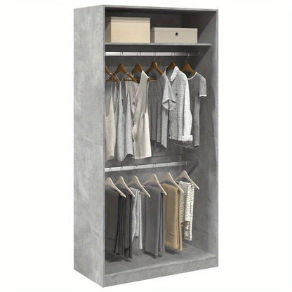 Kast – Opbergkast – Garderobekast – Kledingkast – Binnendeurkast – Betongrijs – Behandeld Hout – Weerbestendig – Compact 100x50x200 cm